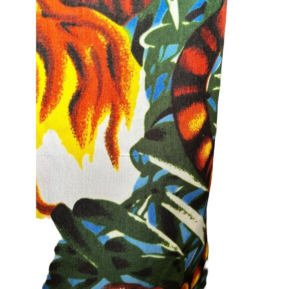 Claudio Nucci Mens XXL Blue Tiger Print Short Sleeve Button Up Shirt - Picture 5 of 10